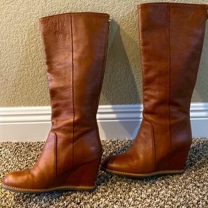 Kate Spade 100% leather below the knee wedge 3 inch heels.
